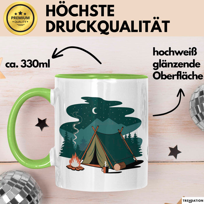 Camper Tasse Geschenkidee für Zeltleben Entdecker Grün Trendation