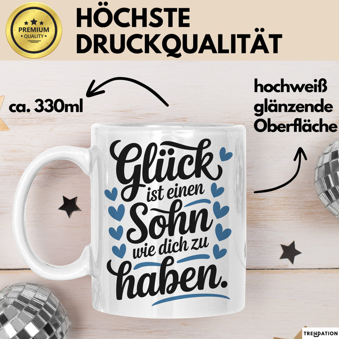 Sohn Tasse Geschenk Glueck Ist Einen Sohn Wie Dich Geschenkidee Mama Papa
