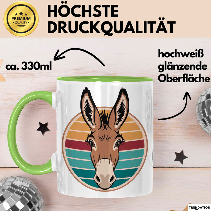 Retro Esel Tasse Geschenk Lustige Geschenkidee Spruch Grün Trendation