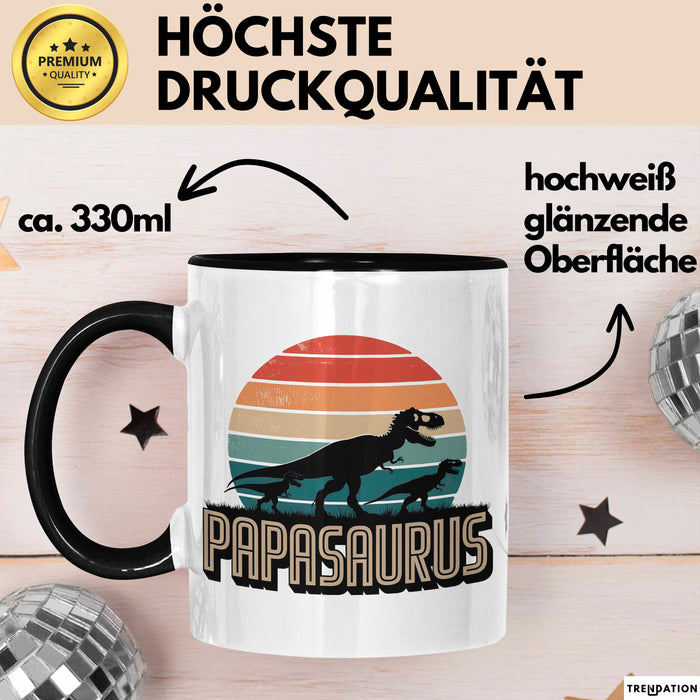 Papa Vatertag Tasse Becher Geschenk Lustige Geschenkidee Spruch Papasaurus Dinosaurier Trendation