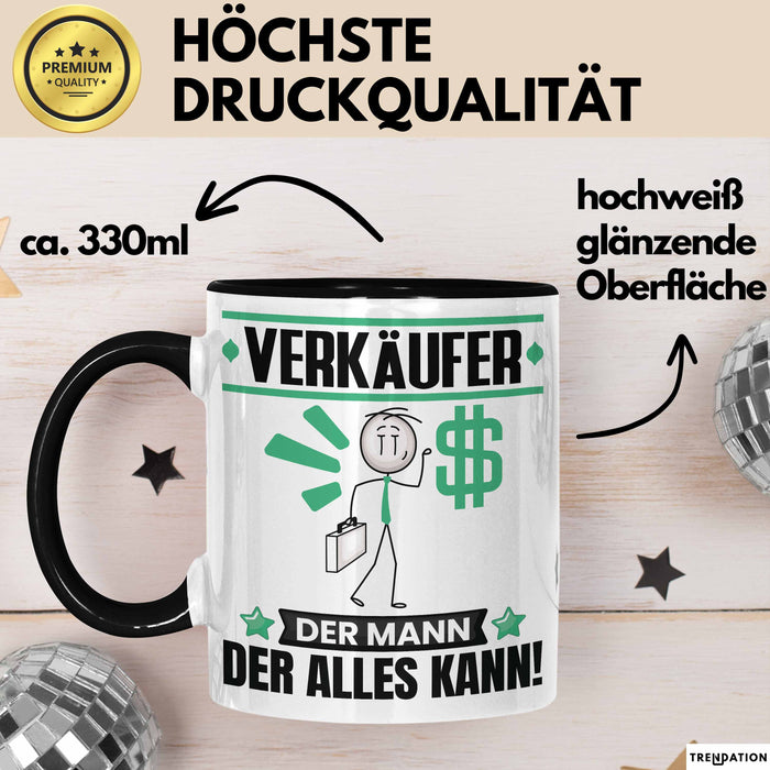 Verkäufer Tasse Geschenk für Verkäufer Der Mann Der Alles Kann Geschenkidee zum Geburtstag Schwarz Trendation