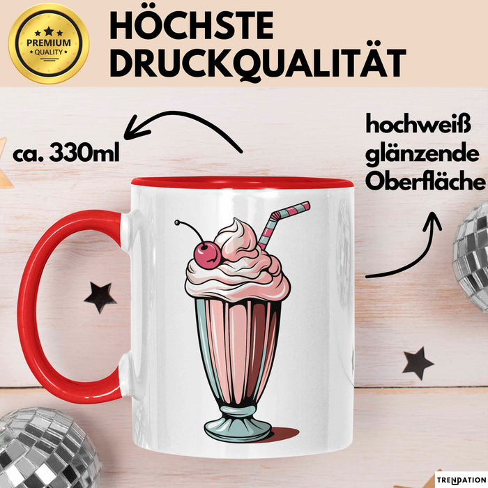 Milchshake Fan Tasse Geschenkidee Dessertgetränk Liebhaber Rot Trendation