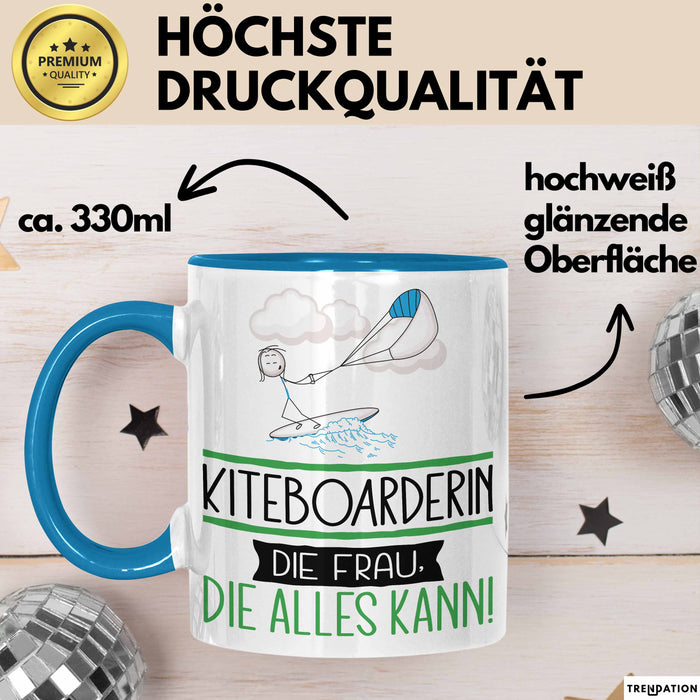 Kiteboarderin Geschenk Tasse Becher Die Frau Die Allen Kann Geschenkidee für eine Kiteboarderin Lustig Blau Trendation