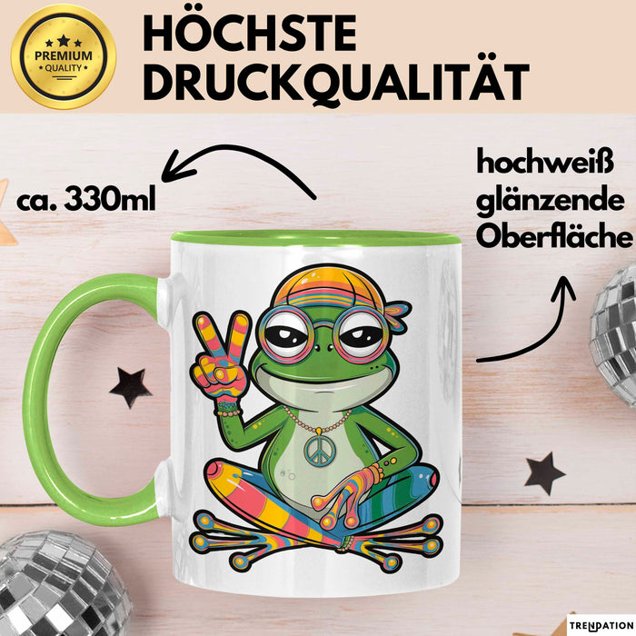 Hippie Frosch Tasse Geschenk Lustige Geschenkidee Spruch Grün Trendation