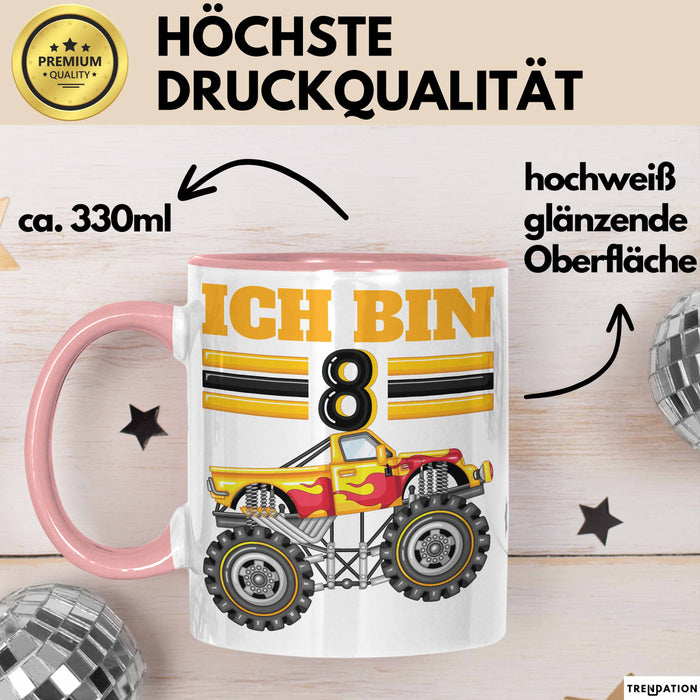 8. Geburtstag Geschenk Tasse Becher Jungs Trucks Geburtstagsgeschenk Ich Bin 8 Rosa Trendation