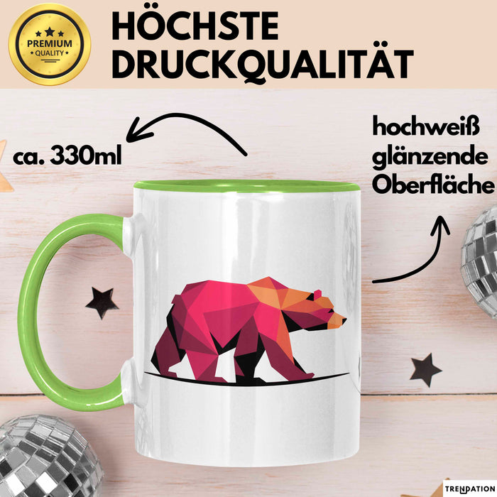 Bär Tierliebhaber Tasse Geschenk Lustige Geschenkidee Spruch Grün Trendation