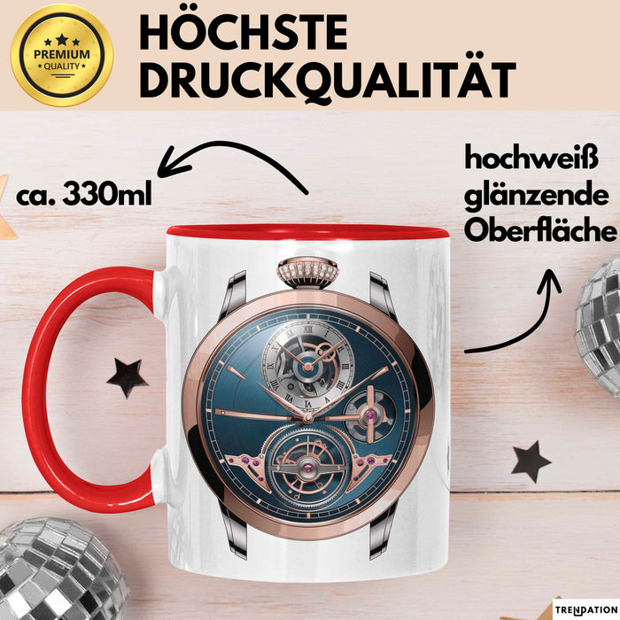 Luxusuhren Sammler Tasse Geschenkidee Zeitmesser Liebhaber Rot Trendation