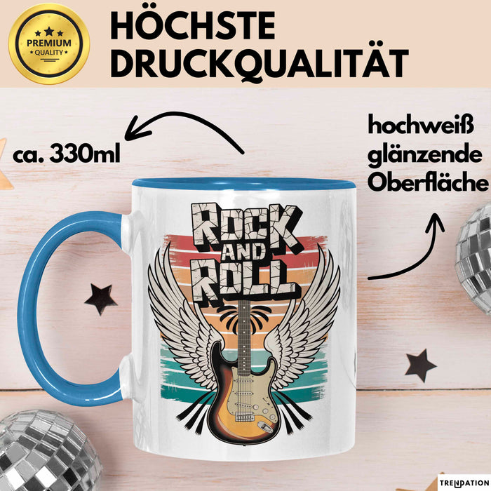 Gitarre Musikliebhaber Musiker Gitarrist Tasse Geschenk Lustige Geschenkidee Spruch Rock’n’Roll Blau Trendation