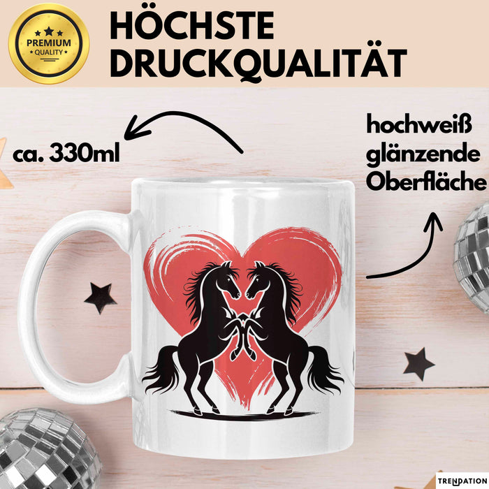 Pferd Tier Herz Tasse Geschenk Lustige Geschenkidee Spruch Weiß Trendation