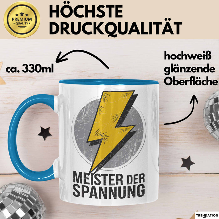 Elektriker Tasse Geschenk Meister der Spannung Geschenk Blau Trendation