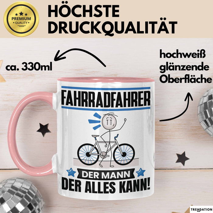 Fahrradfahrer Tasse Geschenk für Fahrradfahrer Der Mann Der Alles Kann Geschenkidee zum Geburtstag Rosa Trendation