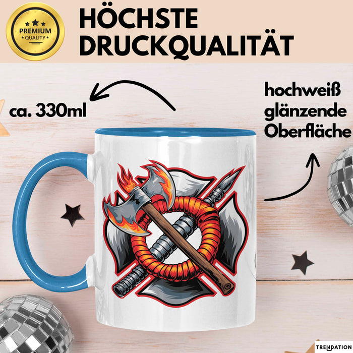 Feuerwehrmann Tasse Geschenkidee Held der Feuerwehr Geschenkidee Lustig Blau Trendation