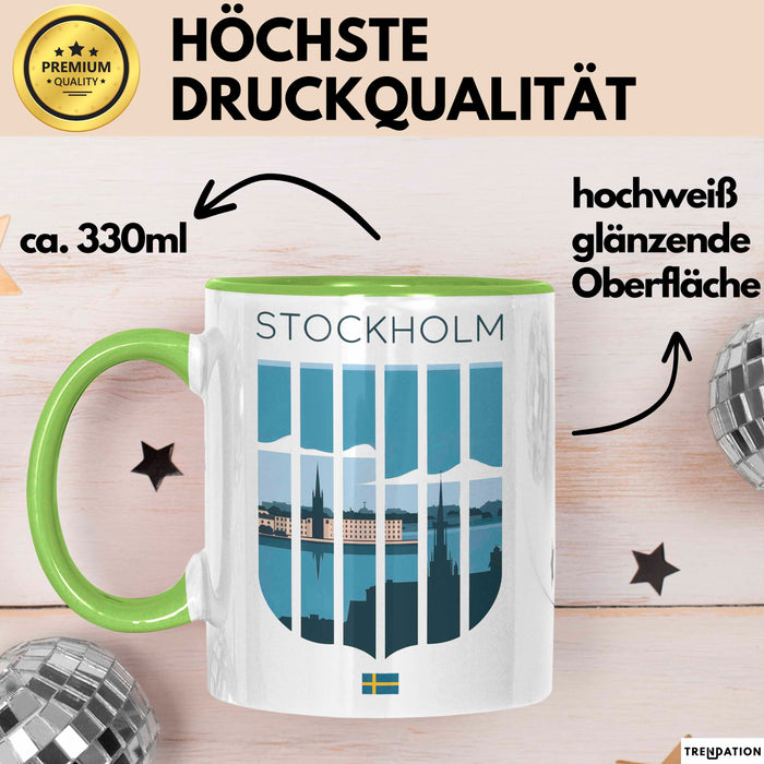 Schweden Skandinavien Schwedisch Tasse Geschenk Lustige Geschenkidee Spruch Grün Trendation