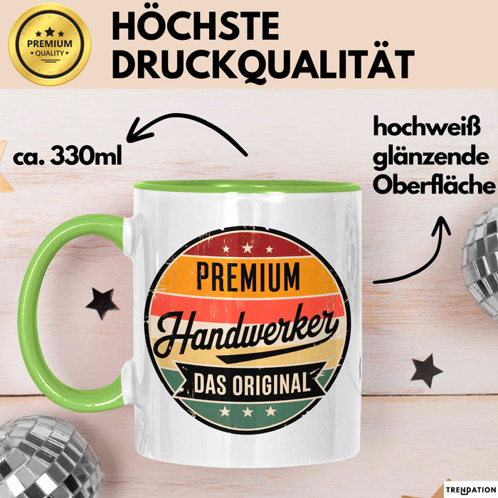 Zimmermann Holz Tischlerei Tasse Geschenk Lustige Geschenkidee Spruch Premium Handwerker Das Original Grün Trendation
