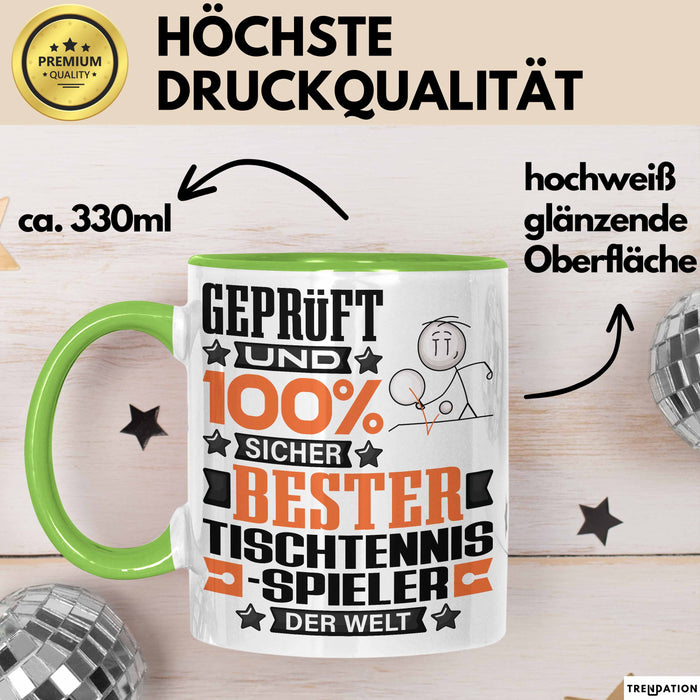 Tischtennisspieler Geschenk Lustiger Spruch für Tischtennisspieler Geschenkidee Bester Tischtennisspieler Der Welt Grün Trendation