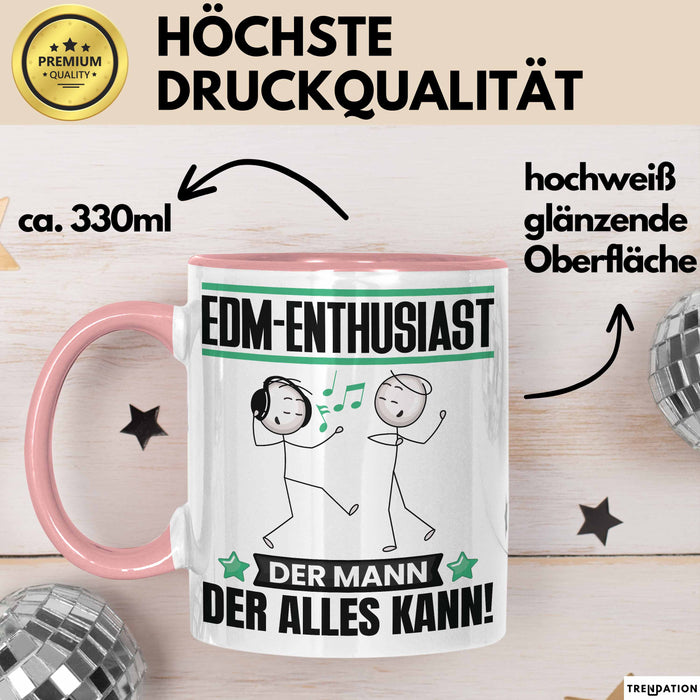 EDM-Enthusiast Tasse Geschenk für EDM-Enthusiast Der Mann Der Alles Kann Geschenkidee zum Geburtstag Rosa Trendation