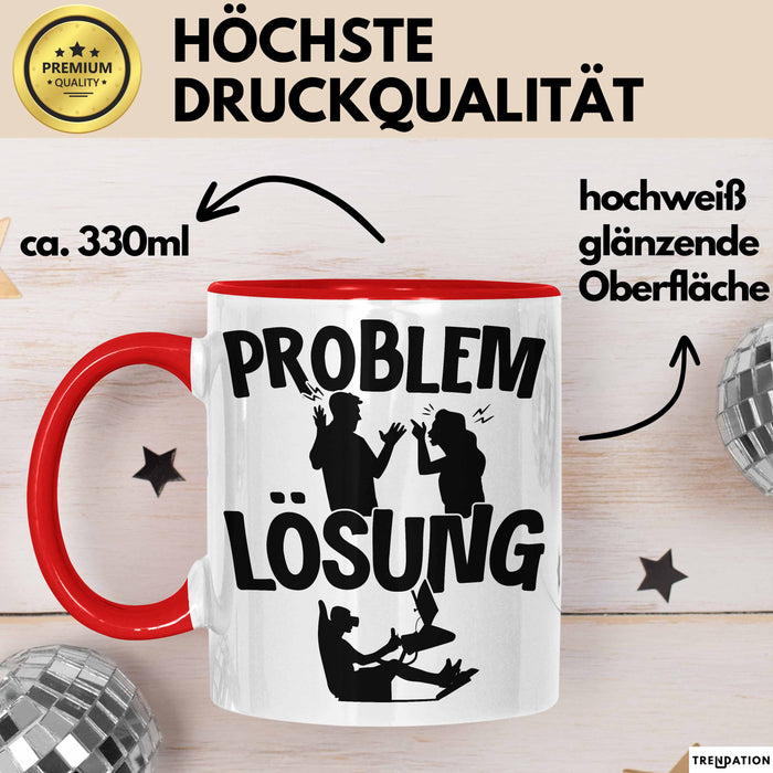 VR Gamer Tasse Geschenk für Gamer Zocker Männer Geschenkidee Problem und Lösung Zocken Rot Trendation