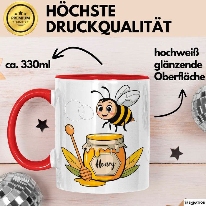 Bienenliebhaber Tasse Geschenkidee für Bestäuber Fan Rot Trendation