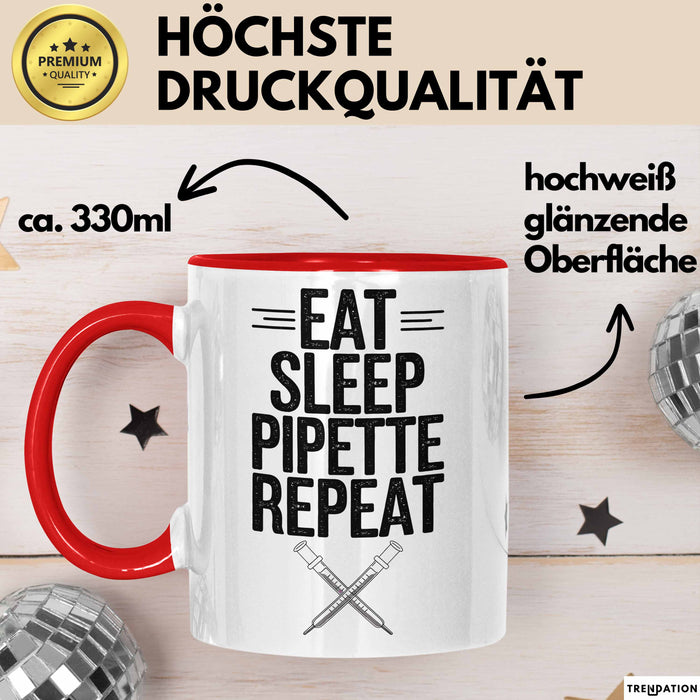 Biologe Tasse Geschenk Essen Schlafen Pipettieren Rot Trendation