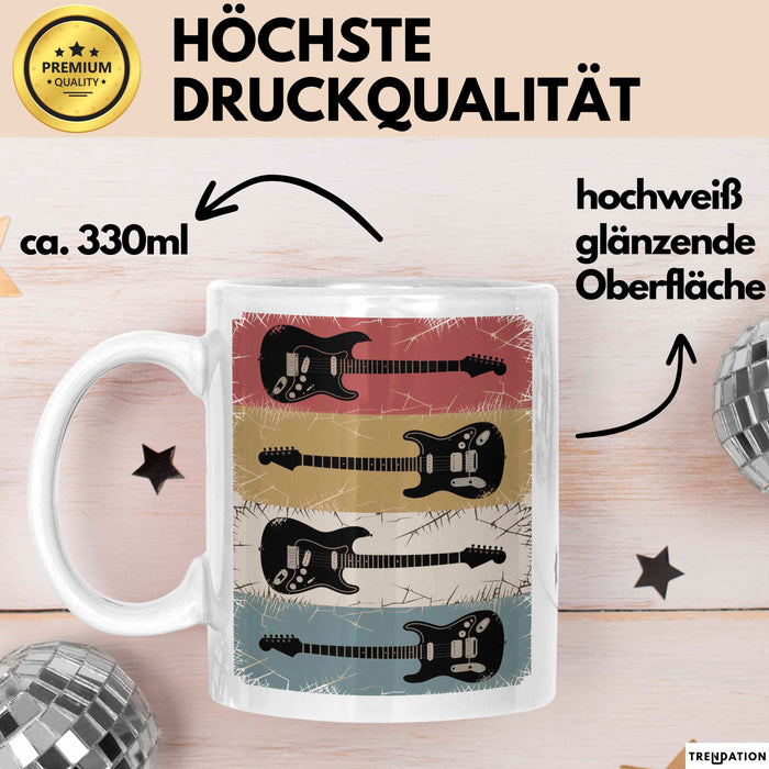 Gitarre Musik Retro Musiker Gitarrist Tasse Geschenk Lustige Geschenkidee Spruch Weiß Trendation