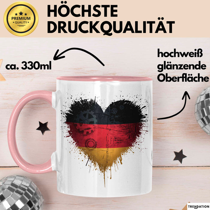 Deutschland Deutschlandflagge Herz Tasse Geschenk Lustige Geschenkidee Spruch Rosa Trendation