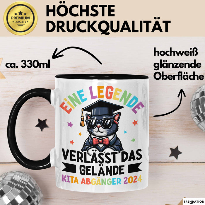 Einschulung Tasse Geschenk Kita Abgänger 2025 Eine Legende Geht Vom Gelände 1. Schultag Schwarz Trendation