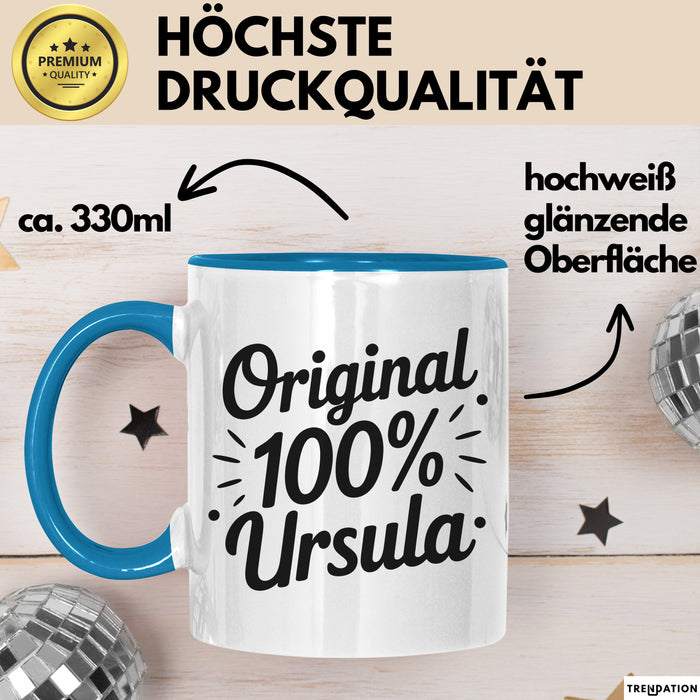 Ursula Tasse Geschenk Original 100% Ursula Geschenkidee Geburtstag Blau Trendation