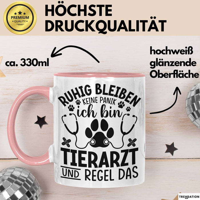 Tierarzt Tasse Geschenk Ruhig Bleiben Ich Bin Tierarzt Und Regel Das Geschenkidee Rosa Trendation