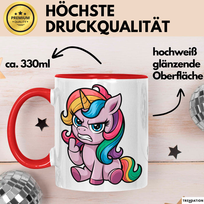 Sarkastisches Einhorn Tasse Geschenk Lustige Geschenkidee Rot Trendation
