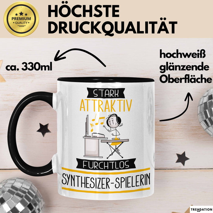Synthesizer-Spielerin Tasse Geschenk Becher Stark Attraktiv Furchtlos Synthesizer-Spielerin Lustige Geschenkidee Trendation