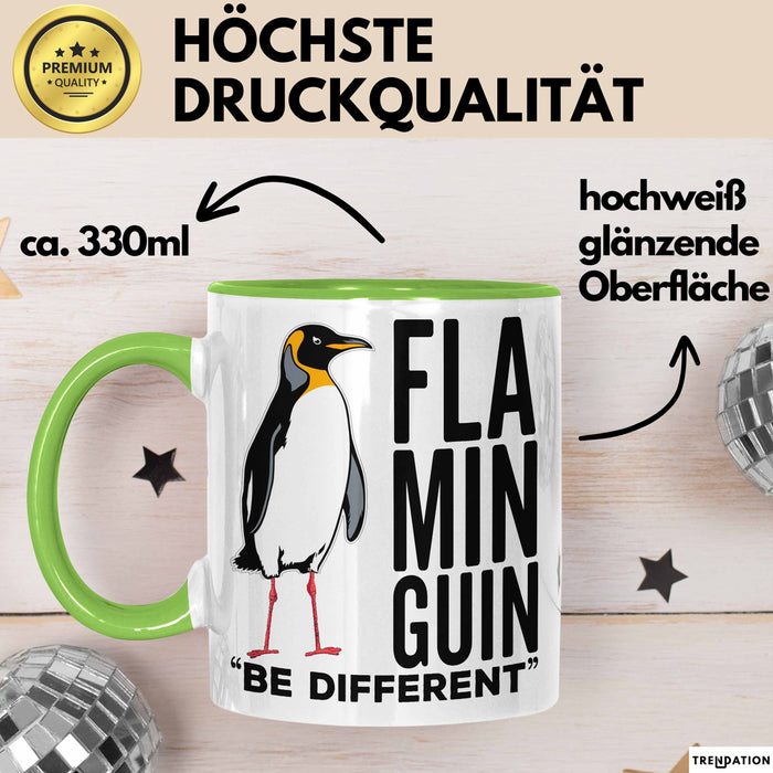 Pinguin Flamingo Tasse Geschenk Lustige Geschenkidee Spruch Flaminguin Grün Trendation