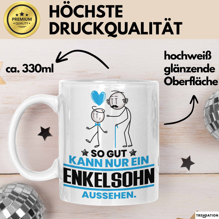 Enkelsohn Geschenk Tasse So Gut Kann Nur Ein Enkelsohn Aussehen Geschenkidee Kaffee-Becher Weiß Trendation