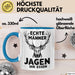 Hirschjäger Jagd Tasse Geschenk Echte Männer jagen ihr Essen Blau Trendation