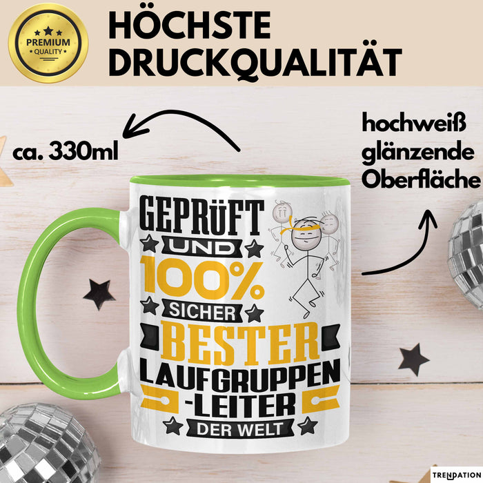 Laufgruppenleiter Geschenk Lustiger Spruch für Laufgruppenleiter Geschenkidee Bester Laufgruppenleiter Der Welt Grün Trendation