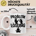 Yoga Tasse Geschenk für Yogalehrer Männer Geschenkidee Problem und Lösung Yoga Weiß Trendation