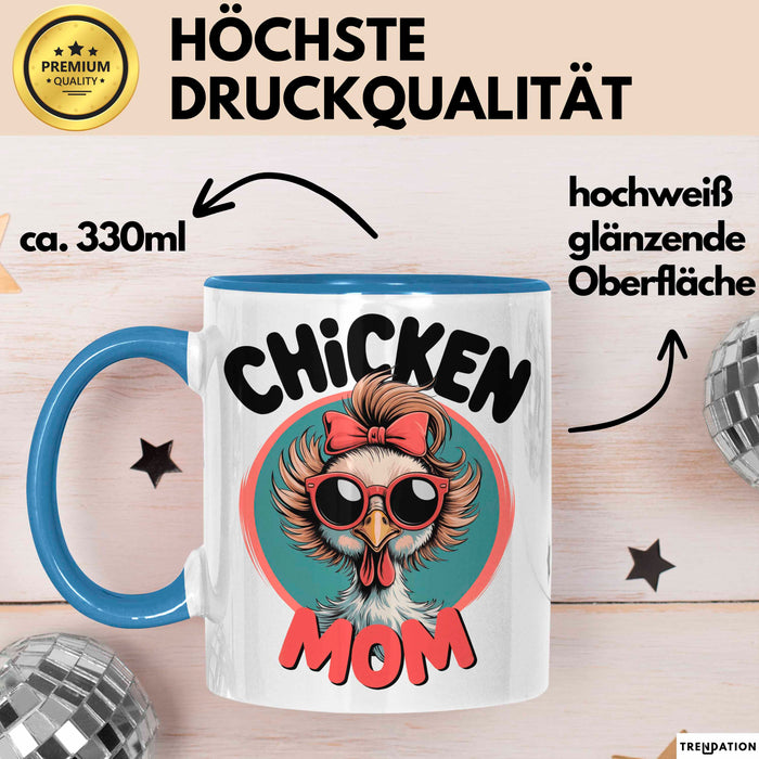 Huhn Tier Bauer Tasse Becher Geschenk Lustige Geschenkidee Spruch Hühnermama Blau Trendation