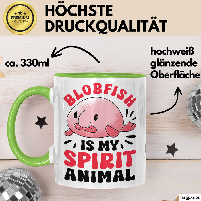 Blobfisch Tasse Geschenk Blobfish Geschenkidee Fan Lustig Humor Becher Grün Trendation