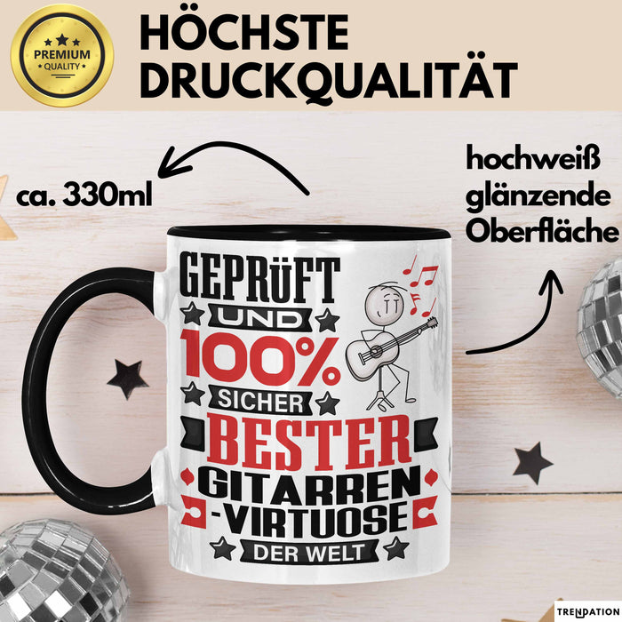 Gitarrenvirtuose Geschenk Lustiger Spruch für Gitarrenvirtuose Geschenkidee Bester Gitarrenvirtuose Der Welt Schwarz Trendation