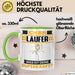 Läufer Tasse Geschenk für Läufer Geburtstag Lustiger Spruch Kaffee-Becher Was Ist Deine Superkraft Grün Trendation