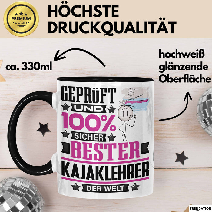 Kajaklehrer Geschenk Lustiger Spruch für Kajaklehrer Geschenkidee Bester Kajaklehrer Der Welt Schwarz Trendation