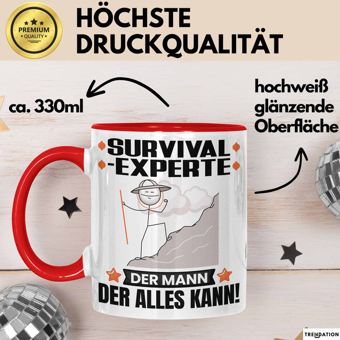 Survival-Experte Tasse Geschenk für Survival-Experte Der Mann Der Alles Kann Geschenkidee zum Geburtstag Rot Trendation