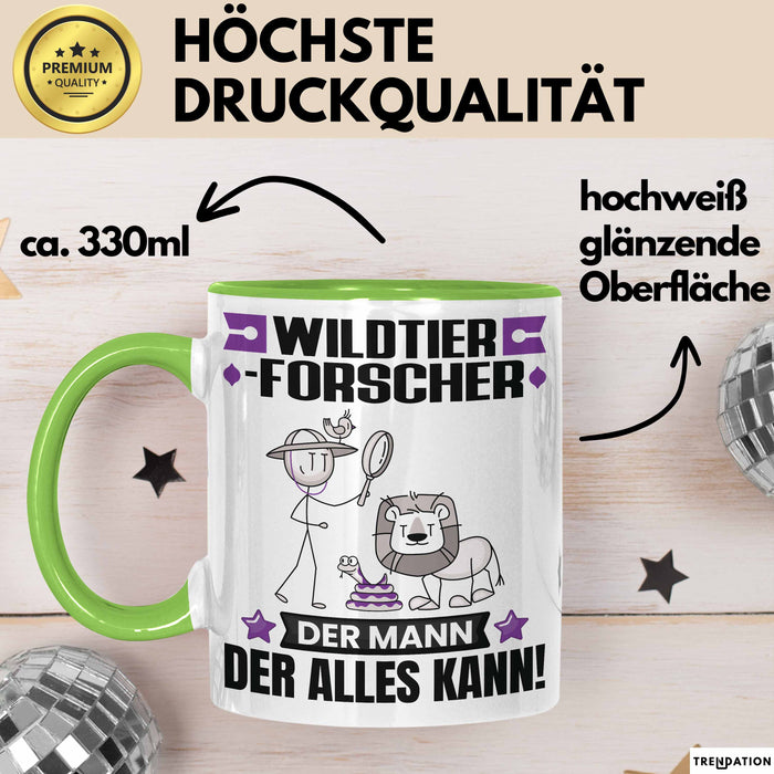 Wildtierforscher Tasse Geschenk für Wildtierforscher Der Mann Der Alles Kann Geschenkidee zum Geburtstag Grün Trendation