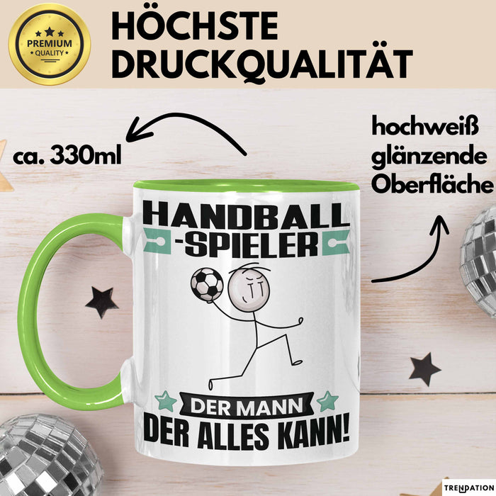 Handballspieler Tasse Geschenk für Handballspieler Der Mann Der Alles Kann Geschenkidee zum Geburtstag Grün Trendation