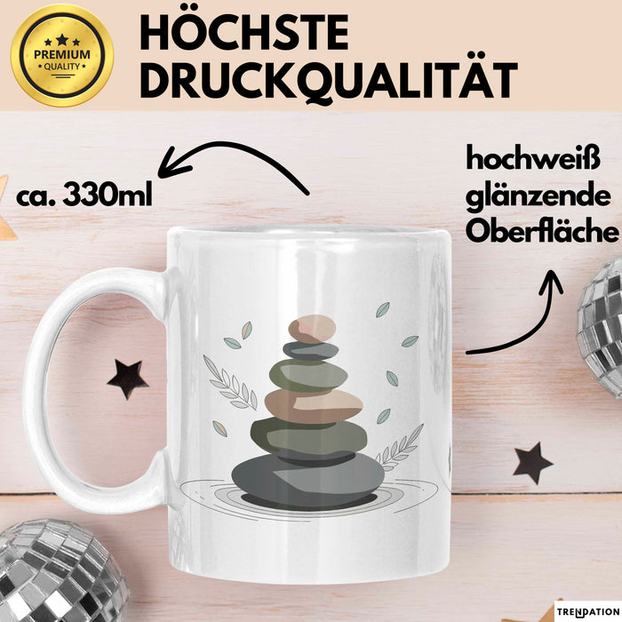 Meditationsfan Tasse Geschenkidee für Achtsamkeitssuchende Weiß Trendation