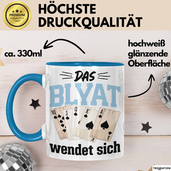 Poker Tasse Geschenk Das Blyat Wendet Sich Spruch Geschenkidee Blau Trendation
