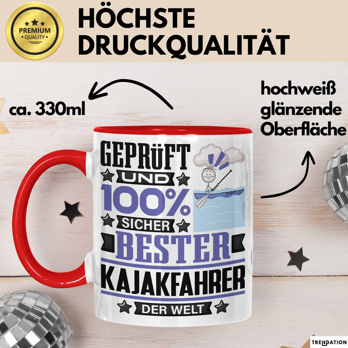 Kajakfahrer Geschenk Lustiger Spruch für Kajakfahrer Geschenkidee Bester Kajakfahrer Der Welt Rot Trendation