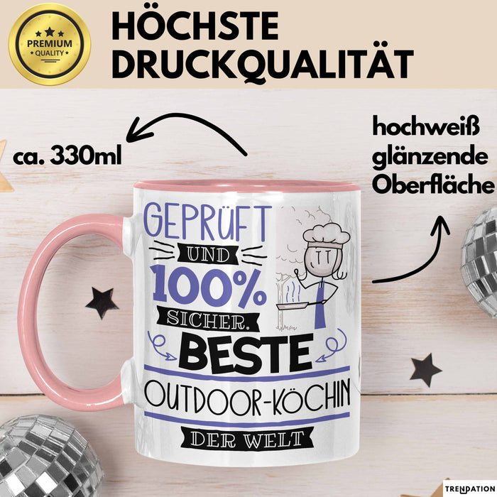 Beste Outdoor-Köchin Der Welt Tasse Geschenk für Eine Outdoor-Köchin Geprüft Und Sicher Geschenkidee Geburtstag Weihnachten Rosa Trendation