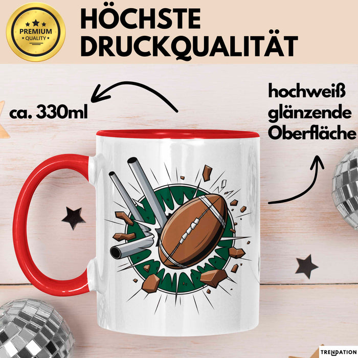Rugby Fan Tasse Geschenkidee für Liebhaber harter Sportarten Rot Trendation