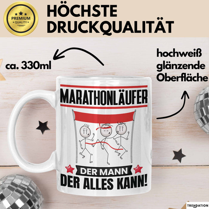 Marathonläufer Tasse Geschenk für Marathonläufer Der Mann Der Alles Kann Geschenkidee zum Geburtstag Weiß Trendation