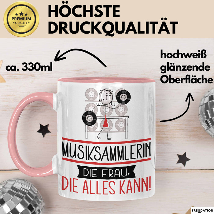 Musiksammlerin Geschenk Tasse Becher Die Frau Die Allen Kann Geschenkidee für eine Musiksammlerin Lustig Rosa Trendation